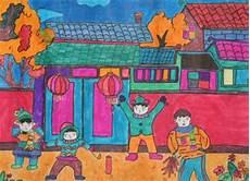 儿童场景画春游画